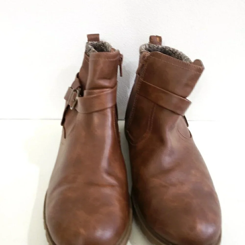 Wonder Nation Brown Sweater Knit Ankle Boots Girls Sz 6